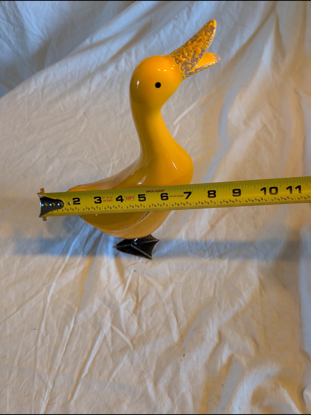 2/30$ Vintage Yellow Ceramic Duck Figurine with Metal Feet - Picture 7 of 7